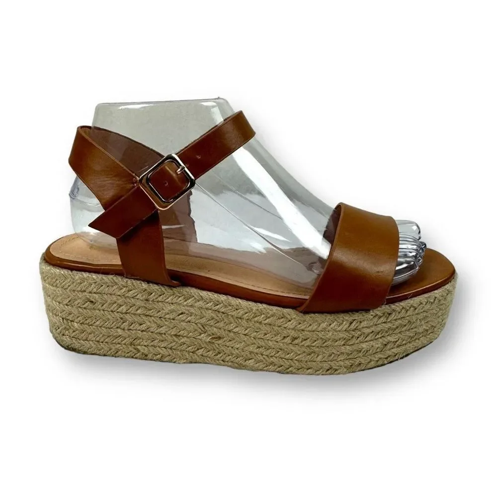 Lulus Corsa‎ Tan Espadrille Flatform Sandals Size 8